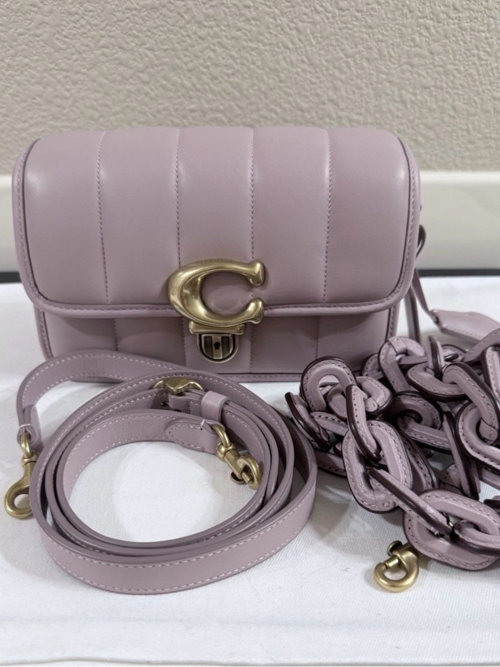 Coach quilted studio 19 ice purple HTF euc